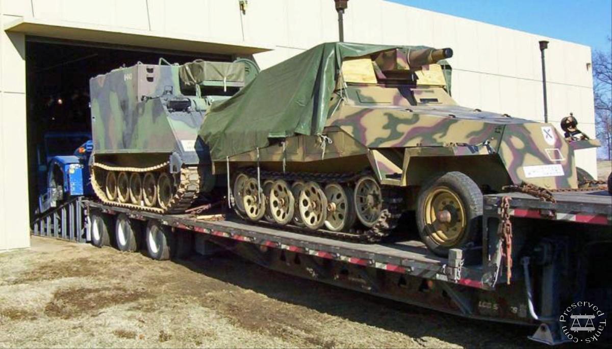 SdKfz 251/9 and M577 loaded ready for transport to Fort Benning