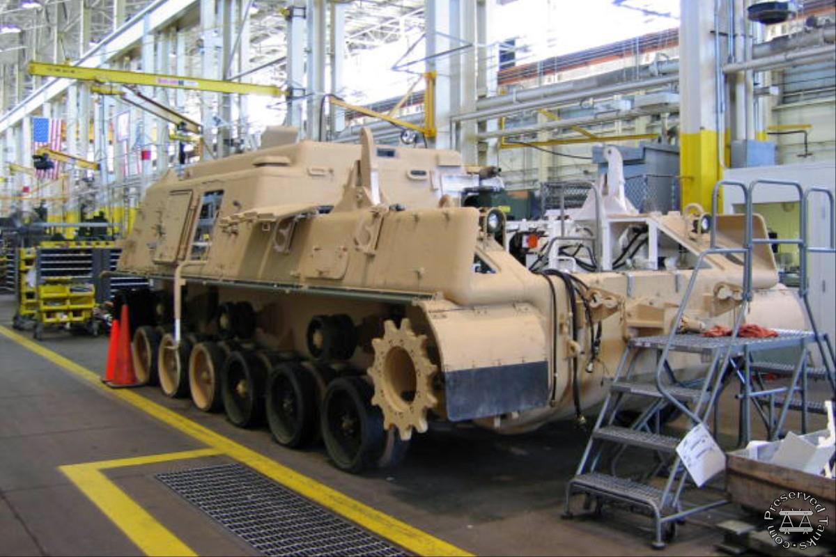 An M88 Recovery Vehicle at the Marine Corps Logistics Base in Albany, Georgia undergoes depot maintenance