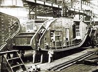 Mark V tanks under construction at Metropolitan factory, photo from Landships WW1 forum