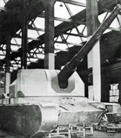 A wooden mockup of the Automoteur Batignolles-Chatillon 155m built by Lorraine after the War, and presumed to be in the factory, photo from Chars-Francais.net